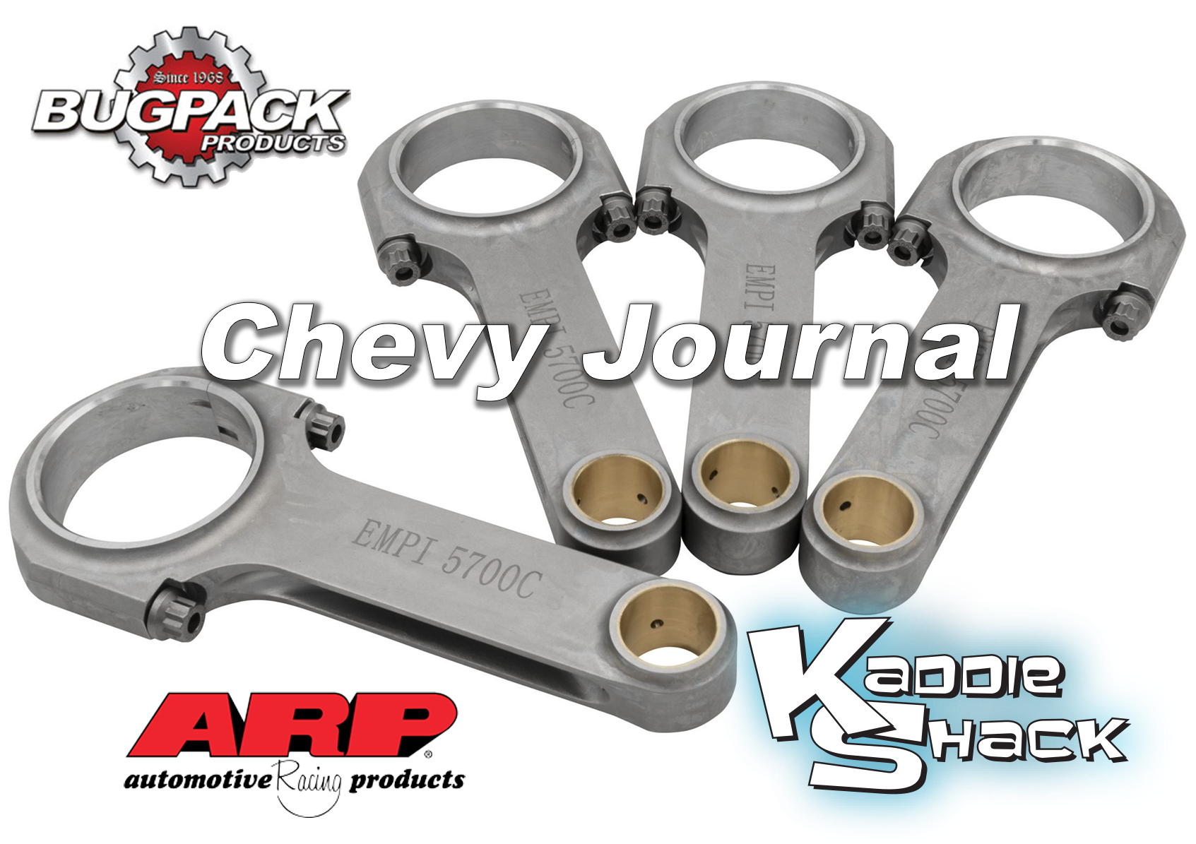 Bugpack 4340 Chromoly HBeam Rods, 5.7" Chevy Journal Kaddie Shack