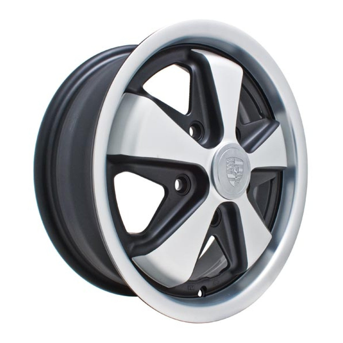 EMPI Porsche Alloy 911 Style Wheel - 5-1/2" Black/Silver Matte