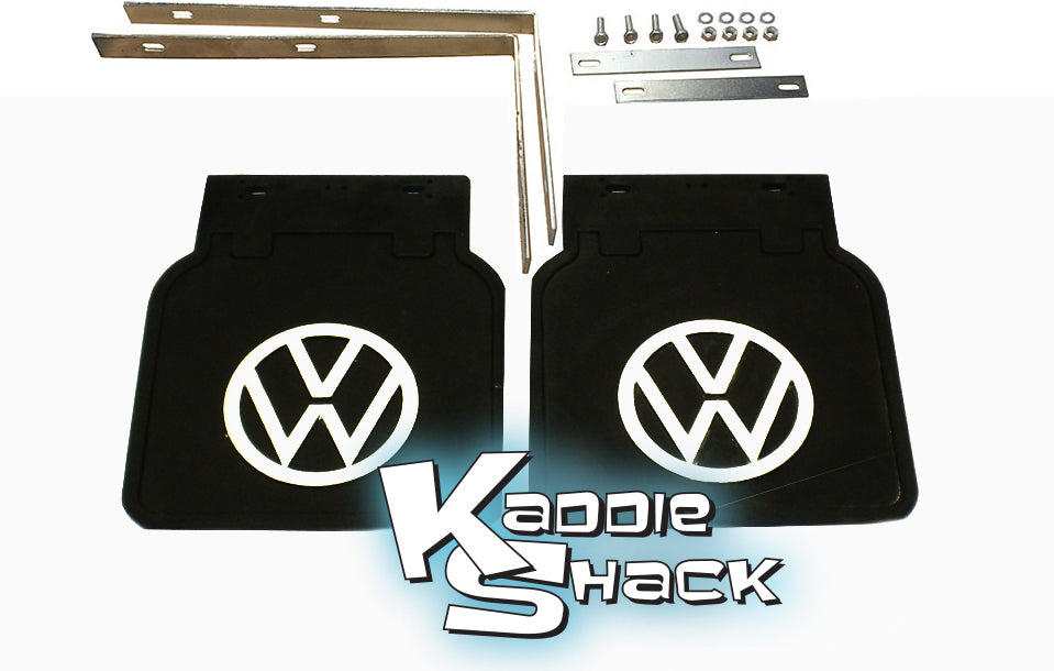 VW Bus Resto Quality VW Logo Mud Flaps Black w/ Brackets