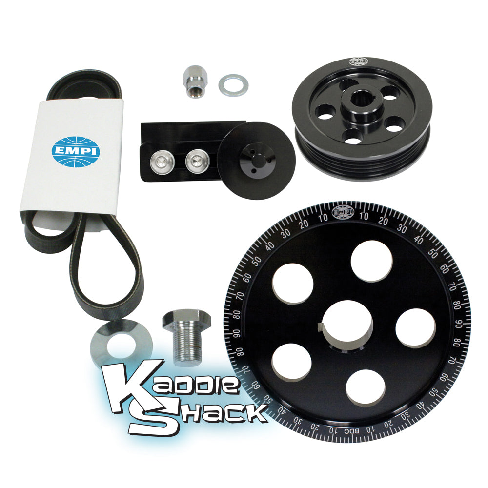 Serpentine Belt and Pulley System, Billet Aluminum, Black