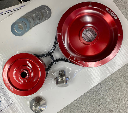 MST Solid V-Belt Pulley System, Red Anodized