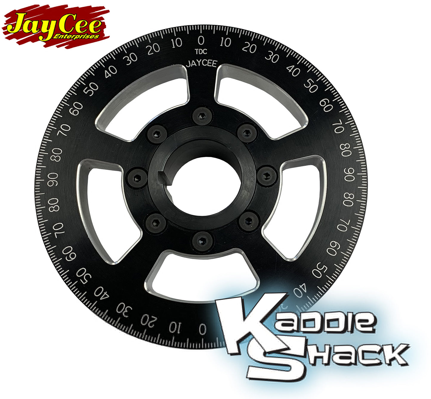 Jaycee "Street Racer" Pulley, 6" Diameter Black, CNC Engraved