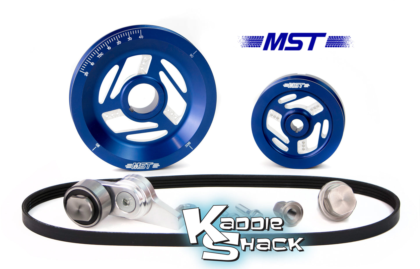 MST Raptor Serpentine Belt Pulley System, Blue Anodized