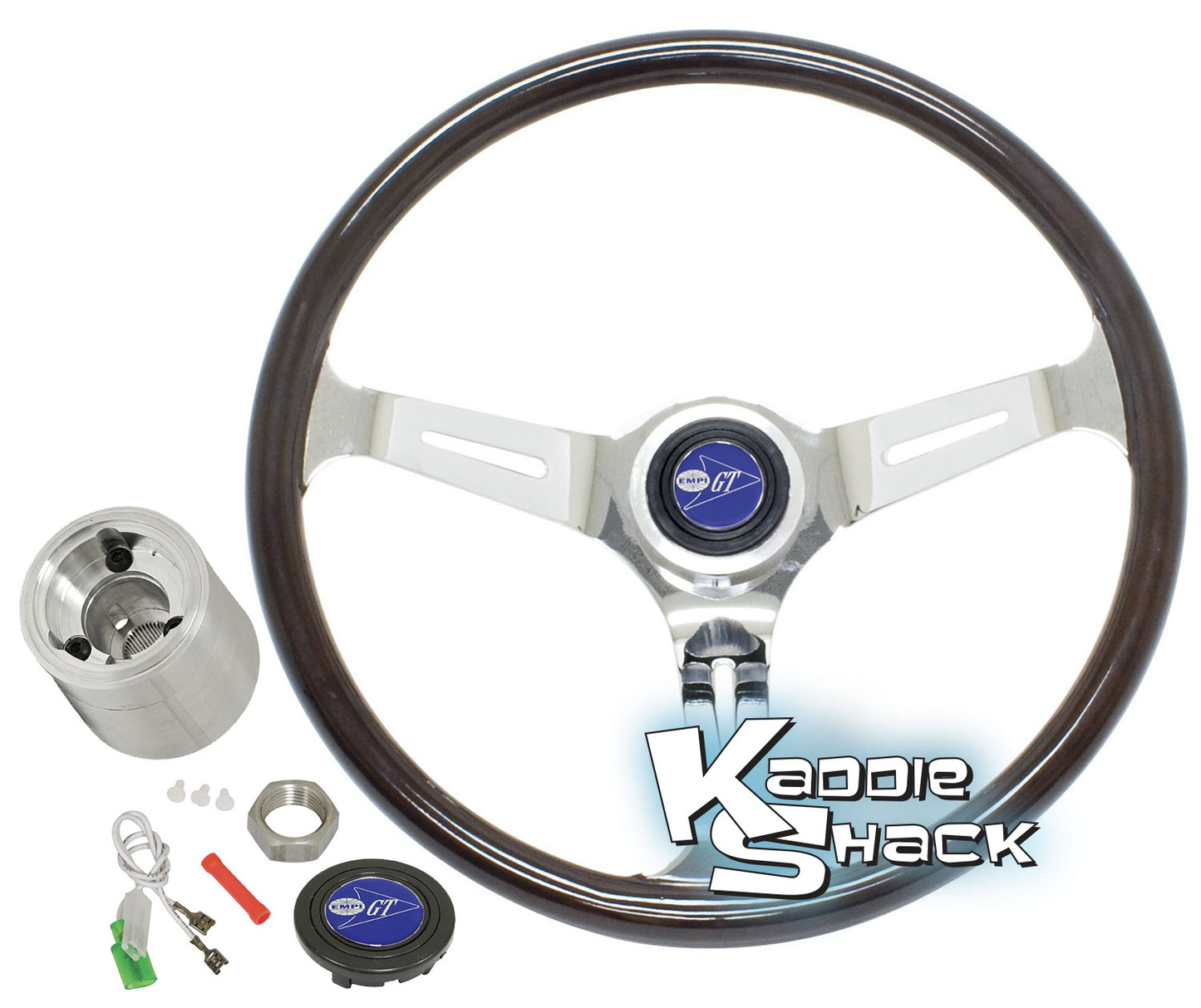 EMPI Classic Dark Wood Steering Wheel Kit,  With Adapter