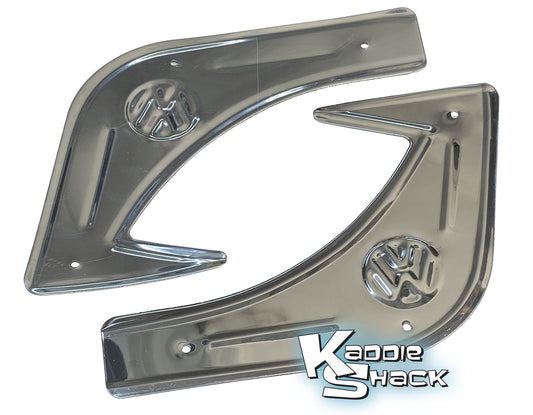 Gravel Guards, Stainless, Front With VW Logo, Pair, '58 to '70 Bug