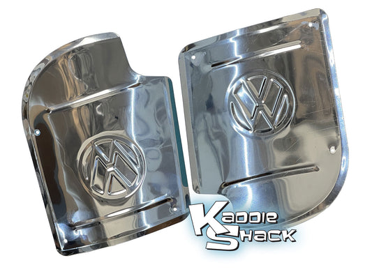Gravel Guards, Stainless, Rear With VW Logo, Pair, All Bugs