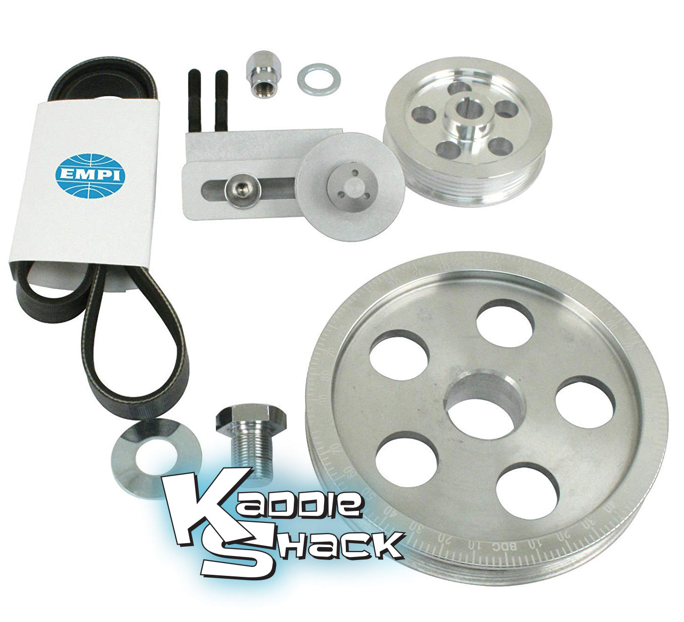 Serpentine Belt and Pulley System, Billet Aluminum, Polished