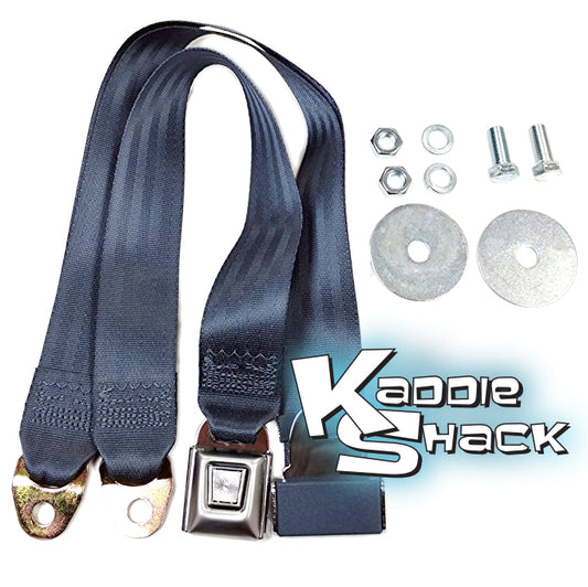 Blue Seat Belt, 2-point Lap, Button Latch, w/ Mounting Hardware