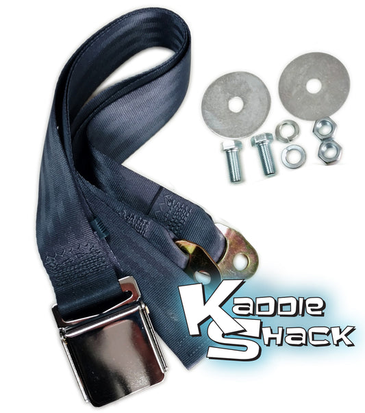 Blue Seat Belt, 2-point, Airplane Latch Style, w/ Mounting Hdwe