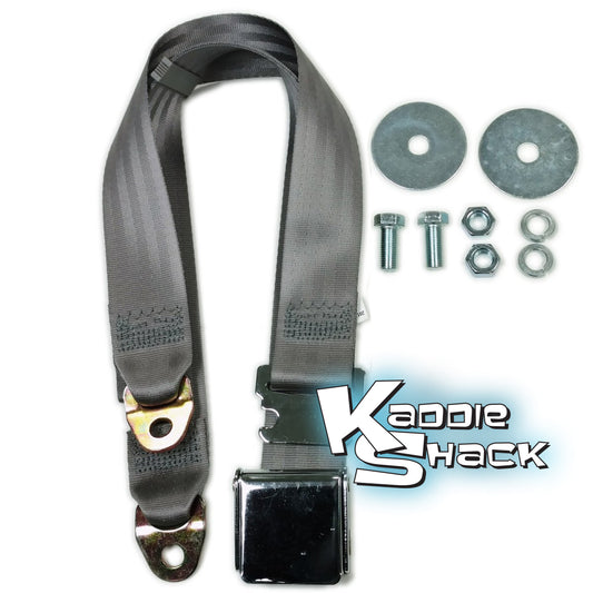 Grey Seat Belt, 2-point, Airplane Latch Style, w/ Mounting Hdwe