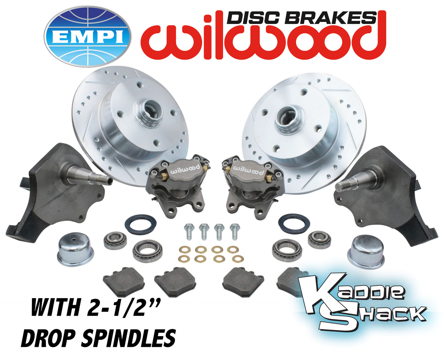 EMPI Wilwood Brakes w/ 2-1/2" Drop Spindles, BJ 4x130 Silver