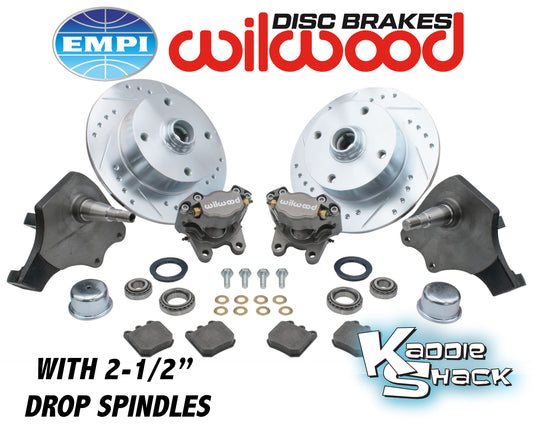 EMPI Wilwood Brakes w/ 2-1/2" Drop Spindles, BJ 4x130 Silver