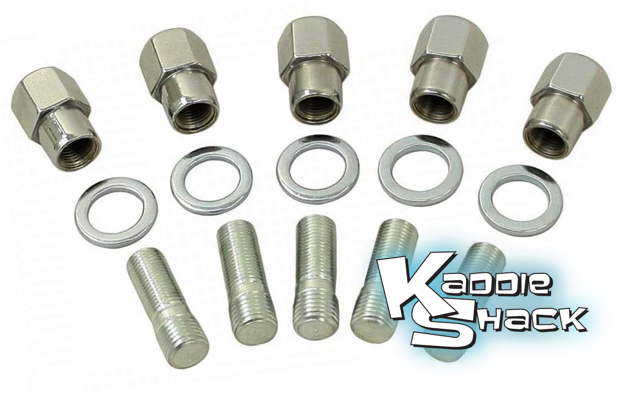 Wheel Stud, Nut, & Washer Kit For Mag Wheels - 12mm Pack/5