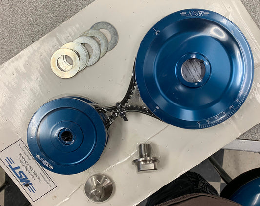 MST Solid V-Belt Pulley System, Blue Anodized