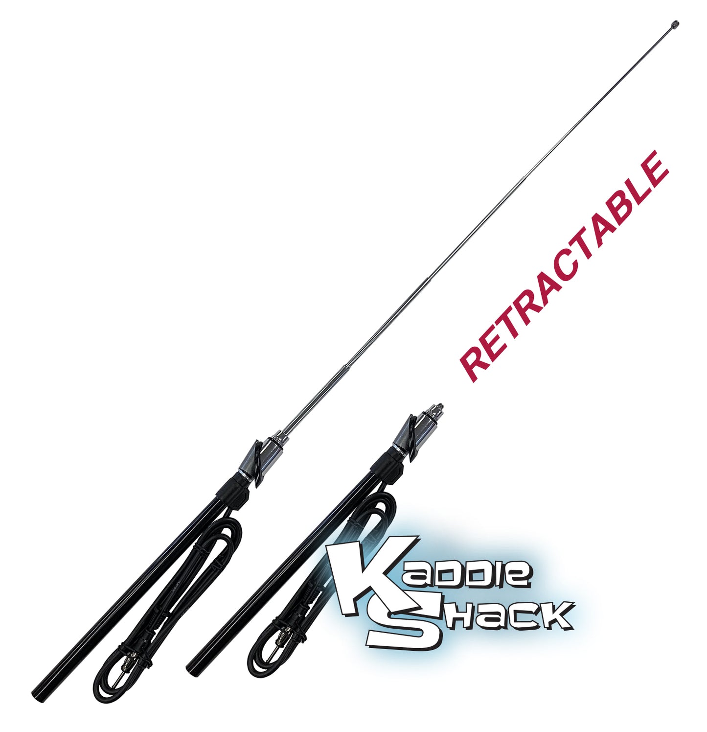 Retractable Radio Antenna, Fits Many Models w/ Angled Cowl Mount