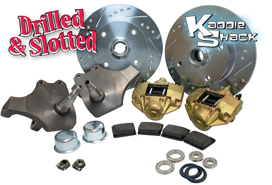 BJ 4x130 Disc Brake Kit w/ Drop Spindles, Drilled & Slotted