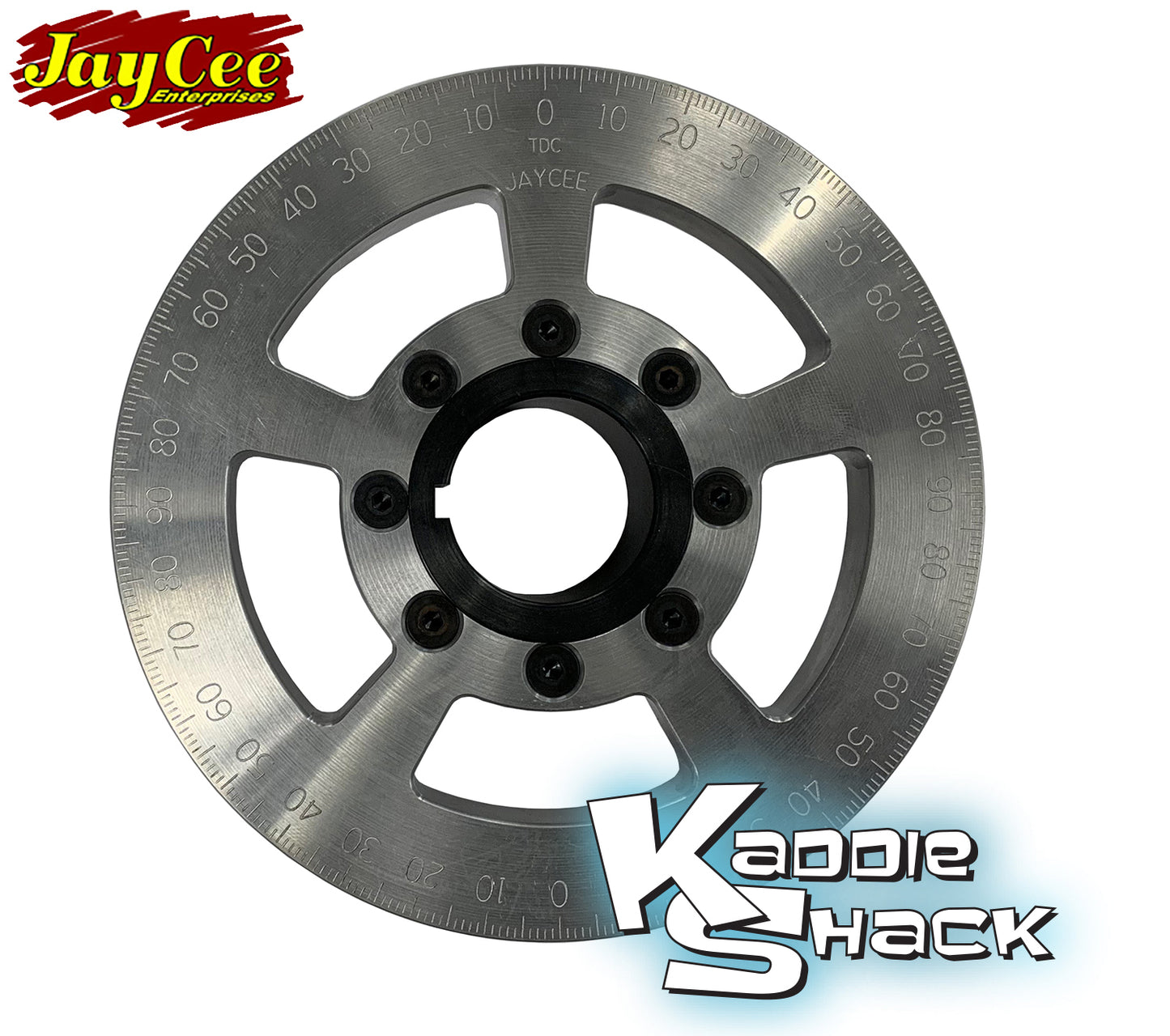 Jaycee "Street Racer" Pulley, 6" Diameter Silver, CNC Engraved