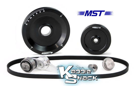 MST Original Solid Serpentine Belt Pulley System, Black Anodized