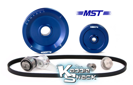 MST Original Solid Serpentine Belt Pulley System, Blue Anodized