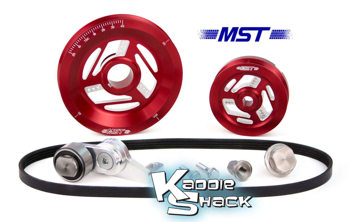 MST Raptor Serpentine Belt Pulley System, Red Anodized