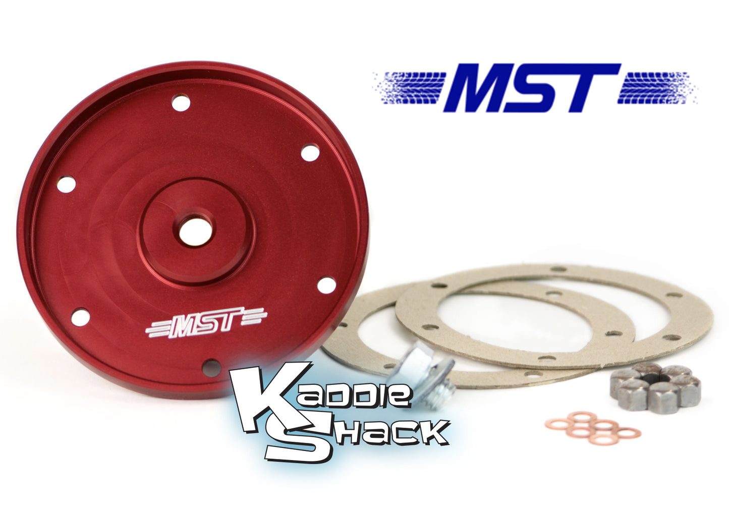 MST Billet Aluminum Oil Drain Plate Kit, Red