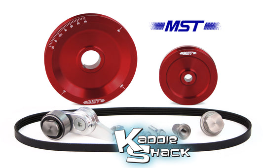 MST Original Solid Serpentine Belt Pulley System, Red Anodized