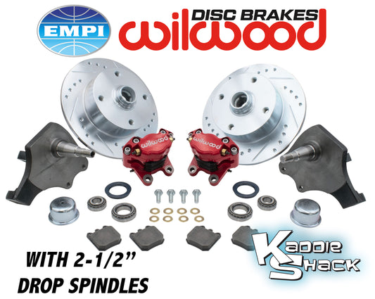 EMPI Wilwood Brakes w/ 2-1/2" Drop Spindles, BJ 4x130 Red
