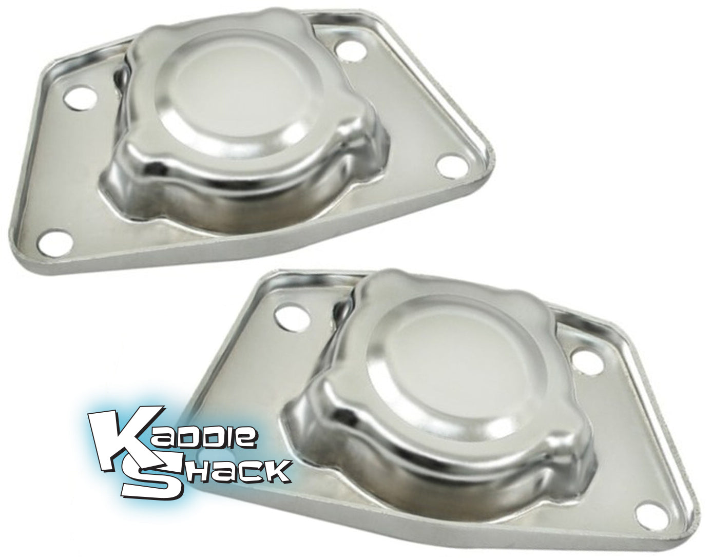 Chrome Rear Spring Plate Retainer Covers, Swing Axle, Pair