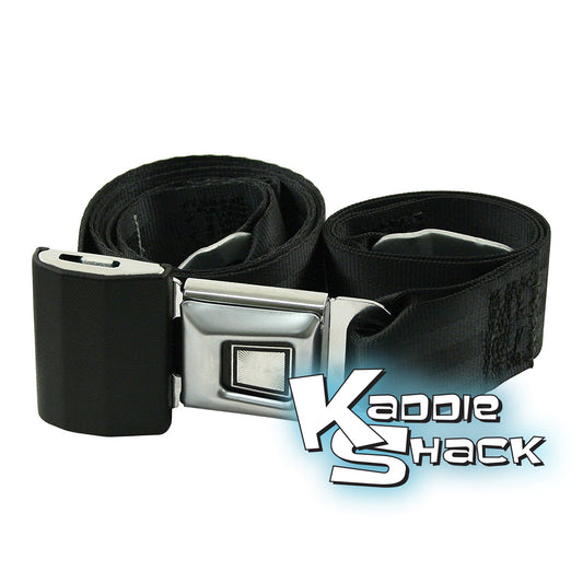 Black Seat Belt, 2-point Lap, Button Latch, w/ Mounting Hardware